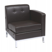 OSP Home Furnishings WST51RF-E34 Wall Street Single Armchair RAF. Espresso Faux Leather.